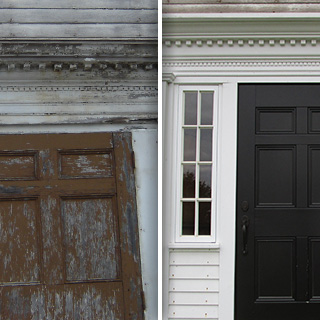 Tête et cadrage de porte d’église patrimoniale restaurés